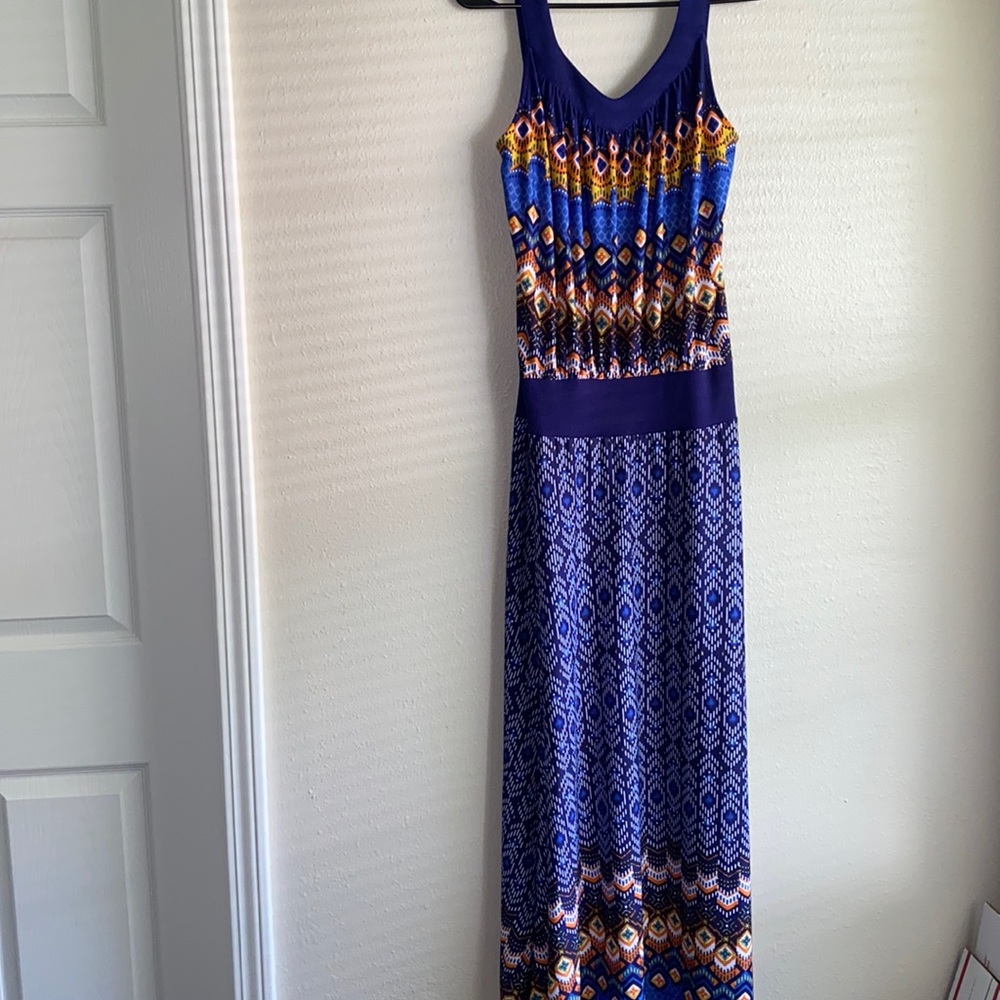 New Direction Multi Colored Maxi Sleeveless Dress sz Small